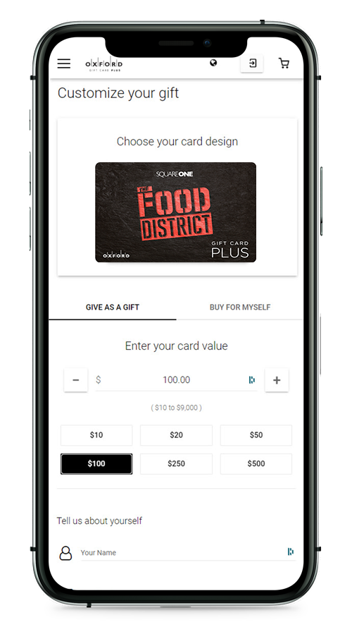 Food District gift card on phone